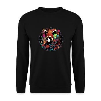 Roter panda,panda,Blumen, illustration - Unisex Pullover - Schwarz - Vorne - Alina (178cm) & Michal (187cm)