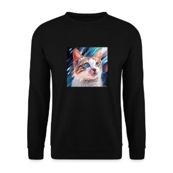 cute cat in art - Unisex Pullover - Schwarz - Vorne - Alina (178cm) & Michal (187cm)