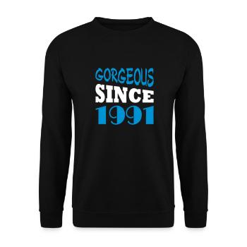 Gorgeous since 1991 - Unisex Pullover - Schwarz - Vorne - Alina (178cm) & Michal (187cm)