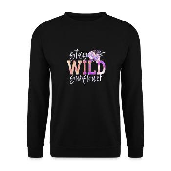 Stay Wild sunflower - Unisex Pullover - Schwarz - Vorne - Alina (178cm) & Michal (187cm)