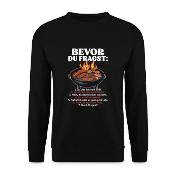 Bevor Du Fragst Grillmeister - Unisex Pullover - Schwarz - Vorne - Alina (178cm) & Michal (187cm)