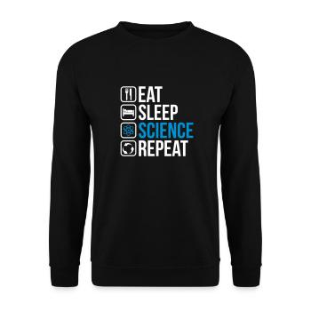 Eat Sleep Science Repeat - Unisex Pullover - Schwarz - Vorne - Alina (178cm) & Michal (187cm)