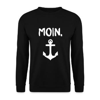 Moin 100 % Norddeutsch Geschenk Tee Shirt - Unisex Pullover - Schwarz - Vorne - Alina (178cm) & Michal (187cm)