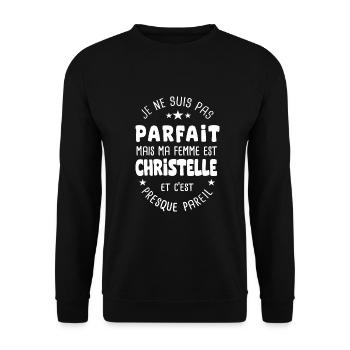 Christelle - homme parfait - femme christelle - Sweat-shirt Unisexe - noir - Devant - Alina (178cm) & Michal (187cm)