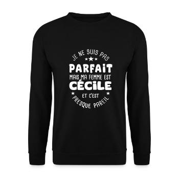Cécile cadeau homme parfait de sa femme cecile - Sweat-shirt Unisexe - noir - Devant - Alina (178cm) & Michal (187cm)