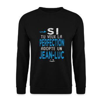 Jean luc Si tu veux la perfection adopte Jean luc - Sweat-shirt Unisexe - noir - Devant - Alina (178cm) & Michal (187cm)