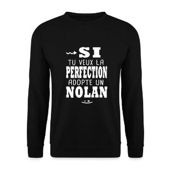 Nolan Si tu veux la perfection Cadeau nolan - Sweat-shirt Unisexe - noir - Devant - Alina (178cm) & Michal (187cm)
