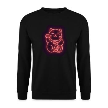 Stickers Chat chanceux Maneki-Neko - Sweat-shirt Unisexe - noir - Devant - Alina (178cm) & Michal (187cm)