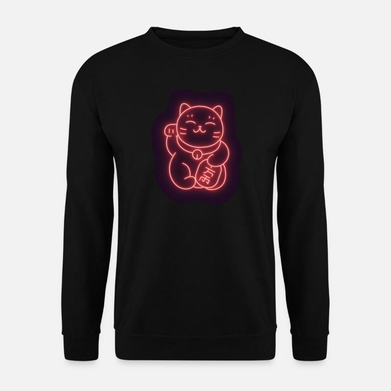 Glückskatzenaufkleber Maneki-Neko - Unisex Pullover - Schwarz