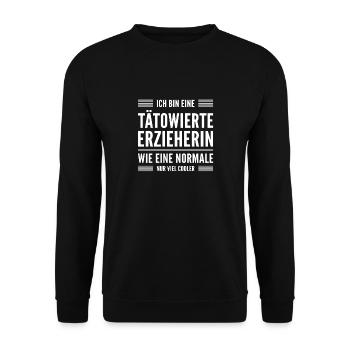 Erzieherin T-Shirt Geschenk - Unisex Pullover - Schwarz - Vorne - Alina (178cm) & Michal (187cm)