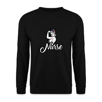 schönes freches tolles chirurgisches Krankenschwester T-Shirt - Unisex Pullover - Schwarz - Vorne - Alina (178cm) & Michal (187cm)