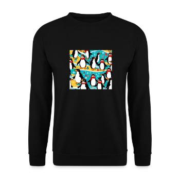 Pinguin Party - Unisex Pullover - Schwarz - Vorne - Alina (178cm) & Michal (187cm)