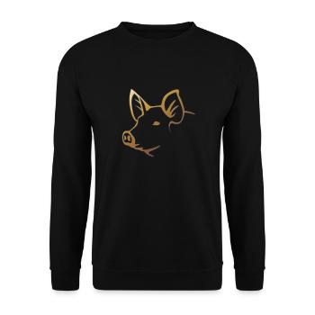 Schwein - Schweinekopf Bauernhof Tier - Unisex Pullover - Schwarz - Vorne - Alina (178cm) & Michal (187cm)