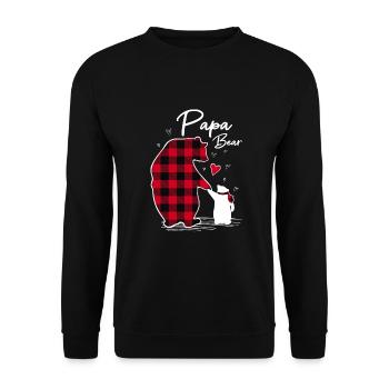 Papa Bear - Unisex Pullover - Schwarz - Vorne - Alina (178cm) & Michal (187cm)