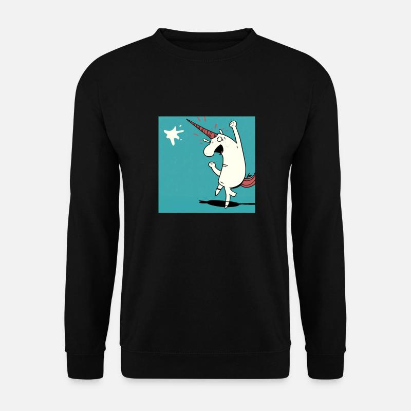 Weißes Einhorn Comic Cartoon! Geschenkidee - Unisex Pullover - Schwarz