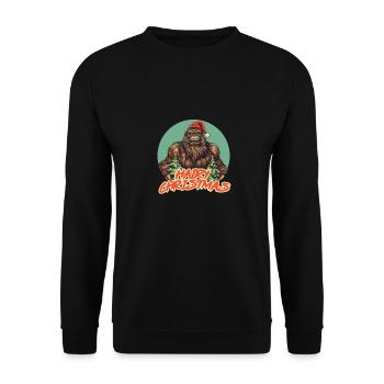 Witziger Big Foot Hairy Christmas Spruch - Unisex Pullover - Schwarz - Vorne - Alina (178cm) & Michal (187cm)