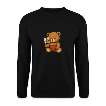 Love and Hate Teddy Bear Design - Unisex Sweatshirt - black - Front - Alina (178cm) & Michal (187cm)