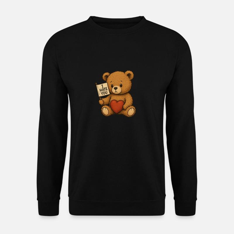 Conception d’ours en peluche Love and Hate - Sweat-shirt Unisexe - noir
