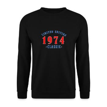 1974 Birthday - Unisex Sweatshirt - black - Front - Alina (178cm) & Michal (187cm)