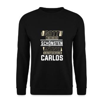 Carlos the Most Beautiful Man Shaped by God Design - Unisex Sweatshirt - black - Front - Alina (178cm) & Michal (187cm)