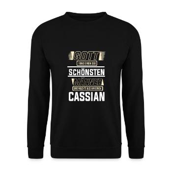 Cassian the Most Beautiful Man Shaped by God Design - Unisex Sweatshirt - black - Front - Alina (178cm) & Michal (187cm)