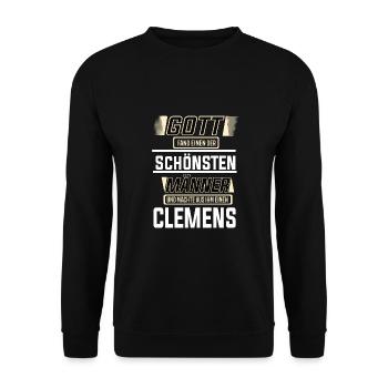 Clemens the Most Beautiful Man Shaped by God Design - Unisex Sweatshirt - black - Front - Alina (178cm) & Michal (187cm)