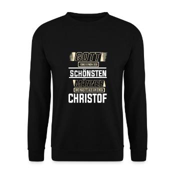 Christof the Most Beautiful Man Shaped by God Design - Unisex Sweatshirt - black - Front - Alina (178cm) & Michal (187cm)