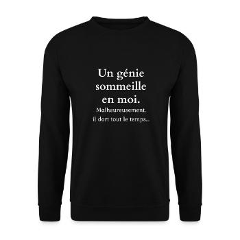 A sleeping genius in me - Unisex Sweatshirt - black - Front - Alina (178cm) & Michal (187cm)