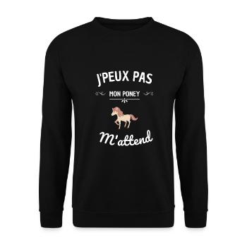 j'peux pas mon poney m'attend ! cadeau poney - Sweat-shirt Unisexe - noir - Devant - Alina (178cm) & Michal (187cm)