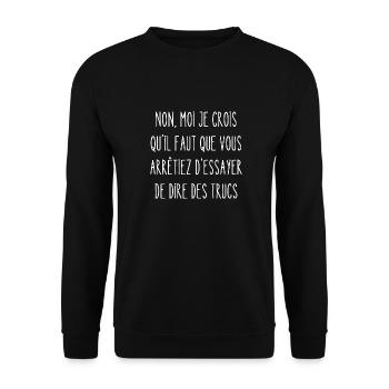 essayer de dire des trucs - Sweat-shirt Unisexe - noir - Devant - Alina (178cm) & Michal (187cm)