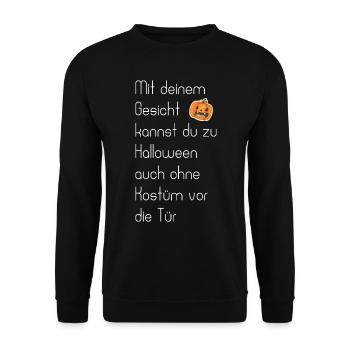 Halloween Gesicht - Unisex Pullover - Schwarz - Vorne - Alina (178cm) & Michal (187cm)