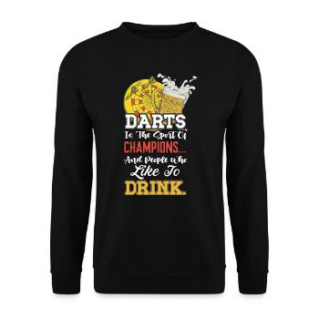 Sport von Leuten, die gerne Dart trinken - Unisex Pullover - Schwarz - Vorne - Alina (178cm) & Michal (187cm)