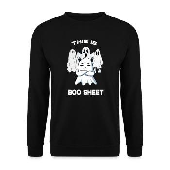 C’EST BOO SHEET HALLOWEEN GHOSTS - Sweat-shirt Unisexe - noir - Devant - Alina (178cm) & Michal (187cm)