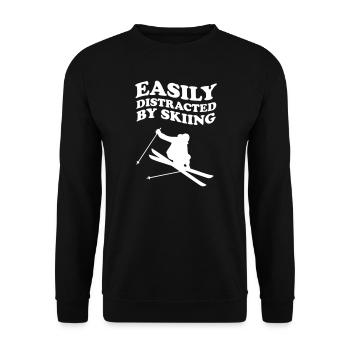 Easily Distracted By Skiing Ski Winter Snow - Unisex Sweatshirt - black - Front - Alina (178cm) & Michal (187cm)