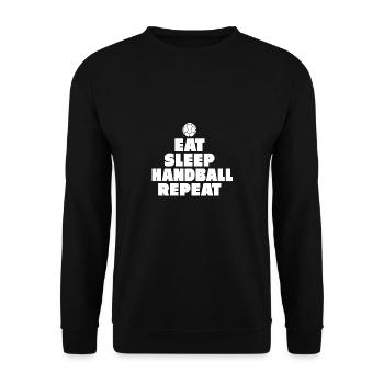 Handball ist mein Leben - Geschenk Sport - Unisex Pullover - Schwarz - Vorne - Alina (178cm) & Michal (187cm)