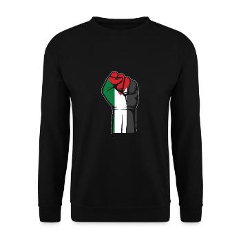 Palästina Faust Geschenk Gaza Streifen Patriot - Unisex Pullover - Schwarz - Vorne - Alina (178cm) & Michal (187cm)