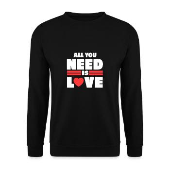 Alles was ich brauch Geschenk Valentinstag Liebe - Unisex Pullover - Schwarz - Vorne - Alina (178cm) & Michal (187cm)