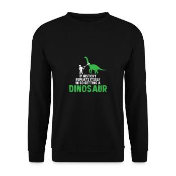 Ich möchte ein Dino sein Geschenk Tier tot - Unisex Pullover - Schwarz - Vorne - Alina (178cm) & Michal (187cm)