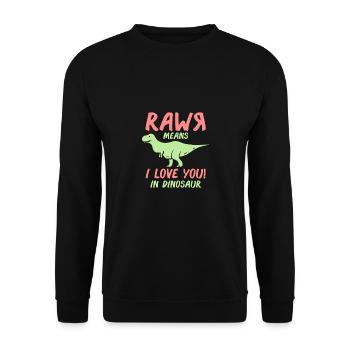 Rawr signifie que je t'aime cadeau de dinosaure Dino - Sweat-shirt Unisexe - noir - Devant - Alina (178cm) & Michal (187cm)
