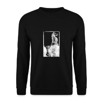 white horse and black pawn chess figures - Unisex Sweatshirt - black - Front - Alina (178cm) & Michal (187cm)