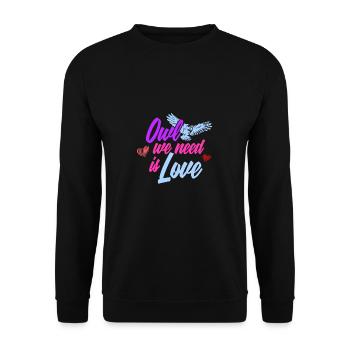 Owl predator bird gift animal colorful - Unisex Sweatshirt - black - Front - Alina (178cm) & Michal (187cm)