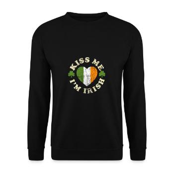 Embrasse-moi irlandais vintage shamrock Irlande cadeau - Sweat-shirt Unisexe - noir - Devant - Alina (178cm) & Michal (187cm)