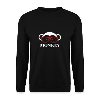 Affe mit Hipster Brille Geschenk Mensch - Unisex Pullover - Schwarz - Vorne - Alina (178cm) & Michal (187cm)