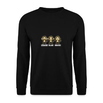 Drei Affen nicht sprechen sehen hören Emoji - Unisex Pullover - Schwarz - Vorne - Alina (178cm) & Michal (187cm)