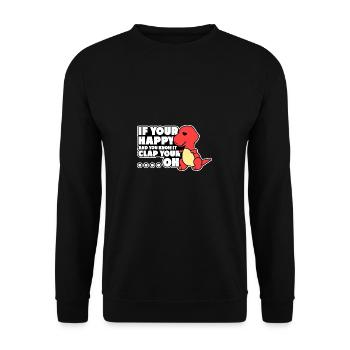 happy clap hands gift animal dino bad luck - Unisex Sweatshirt - black - Front - Alina (178cm) & Michal (187cm)