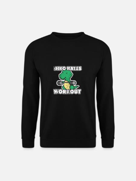 Dino hasst Workout Training Sport Geschenk Muskeln - Unisex Pullover - Schwarz