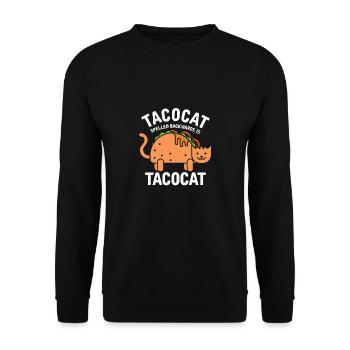 Katze Tacocat rückwärts heißt Tacocat Geschenk - Unisex Pullover - Schwarz - Vorne - Alina (178cm) & Michal (187cm)