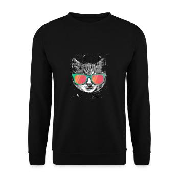 cool cat gift gift idea sunglasses - Unisex Sweatshirt - black - Front - Alina (178cm) & Michal (187cm)