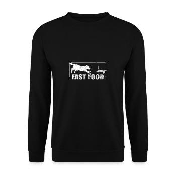 Hund Fast Food Burger Essen Geschenk Katze vintage - Unisex Pullover - Schwarz - Vorne - Alina (178cm) & Michal (187cm)