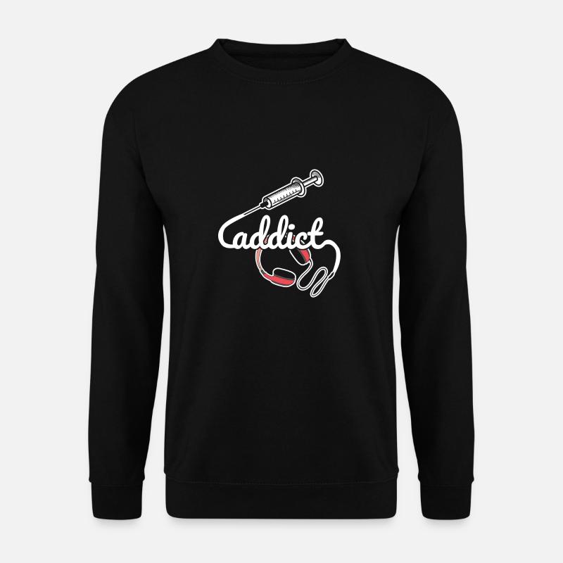 Musik Sucht verrückt nach Kopfhörer Geschenkidee - Unisex Pullover - Schwarz
